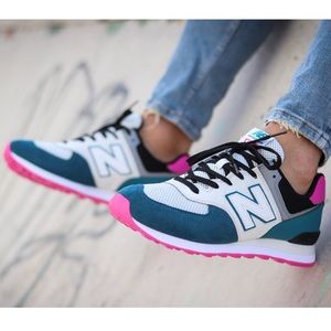 New Balance 574 Dark Neptune with Peony